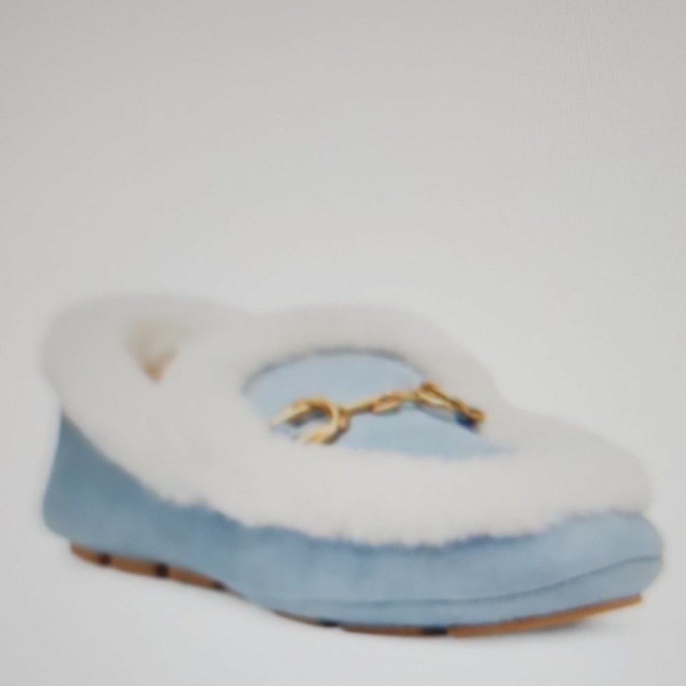 Stuart Weitzman Light Blue Cozy Genuine Shearling Lined Slipper